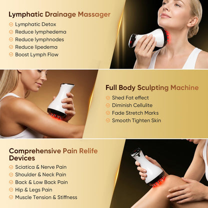 Lymphatic Drainage Massager, Anti Cellulite Massage Tool & Body Sculpting Machine with 30-Level Microcurrent, Light, Heat & Vibration for Legs, Arms & Belly, Helps Reduce Stretch Marks & Cellulite AFLUODN buy supplements Au