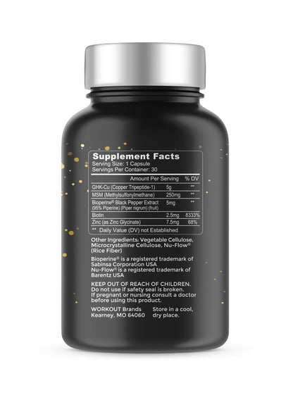 TheaWell GHK-Cu Copper Tripeptide-1, 5mg with MSM, Biotin, Zinc, Bioperine Black Pepper Extract, Dermal Regeneration, Hair Skin and Nails Support, 30 Vegan Capsules, Made in USA TheaWellBuy Supplements Australia