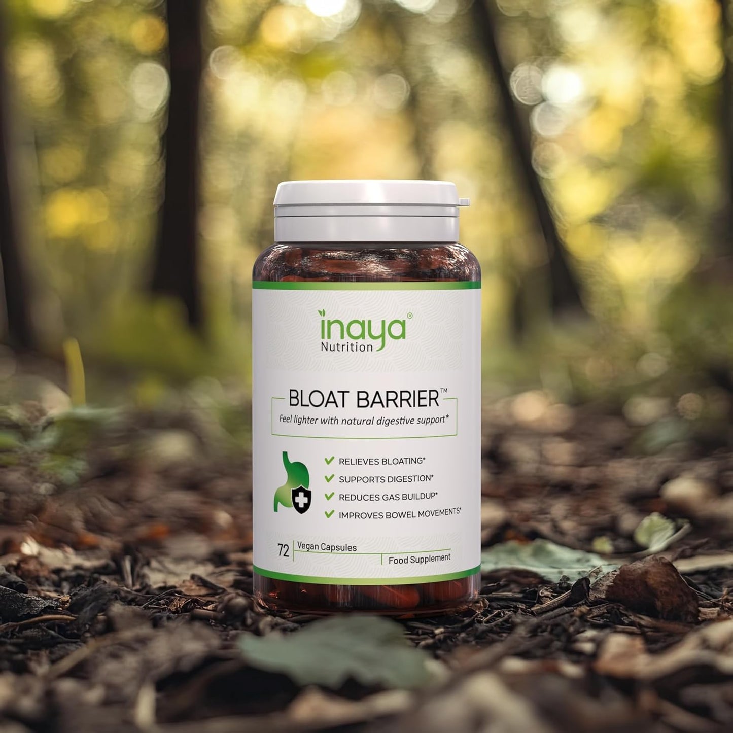 Inaya Nutrition BloatBarrier 72 Capsules - Natural Digestion and Bloating Supplement for Stomach Bloating Relief, Gas Reduction, and Improved Bowel Movements