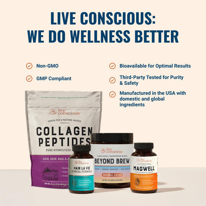 Live Conscious Magwell Magnesium Zinc & Vitamin D3 - Magnesium Glycinate, Malate, & Citrate - Triple Supplement for Women & Men - for Sleep, Bone, Heart, Immune Support - 120 Caps Live ConsciousBuy Supplements Australia