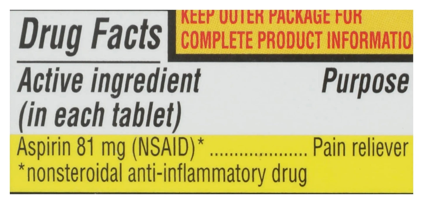 Rite Aid Aspirin Enteric Tablets, 81 mg Aspirin - 120 ct, Low Dose Aspirin | NSAID | Migraine Relief Products | Safety Coated | Enteric Coated Aspirin Regime (Package May Vary) Rite AidBuy Supplements Australia
