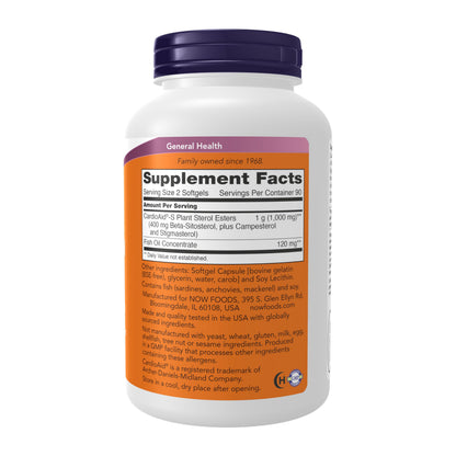 NOW Foods Supplements, Beta-Sitosterol Plant Sterols with CardioAid®-S Plant Sterol Esters and Added Fish Oil, 180 Softgels