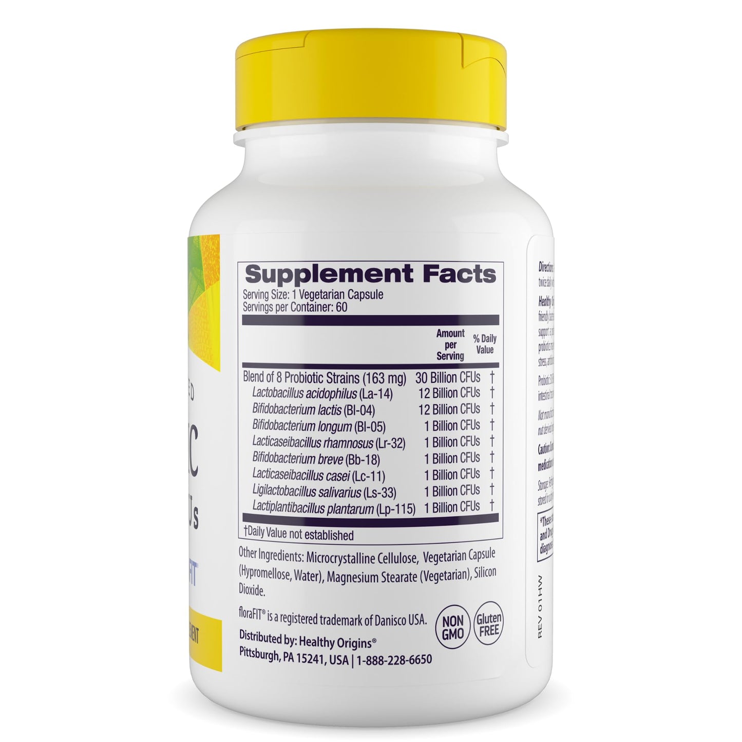 Healthy Origins Probiotic 30 Billion CFUs, 60 Veggie Capsules - 8 Clinically Studied Strains Including Lactobacillus & Bifidobacterium - Supports Microbiom