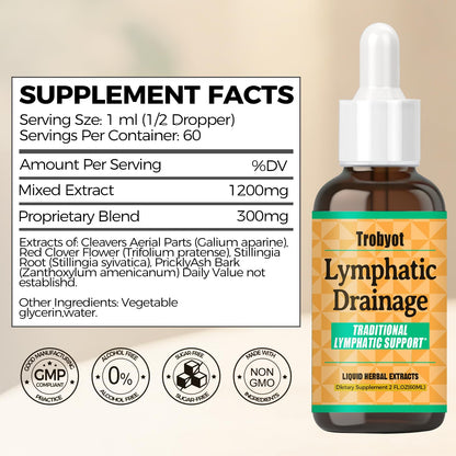 Trobyot Lymphatic Drainage Drops - Features Cleavers (Lymphatic), Prickly Ash Bark (Circulation), Red Clover Flower (Balance) - Immune Support Formula,2fl oz Trobyot buy supplements Au