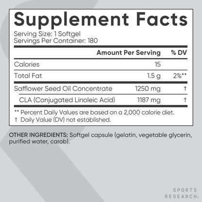 Sports Research CLA - 1250mg with Active Conjugated Linoleic Acid for Men and Women | Non-GMO, Soy & Gluten Free - 95% (180 Softgels)… Sports Research buy supplements Au