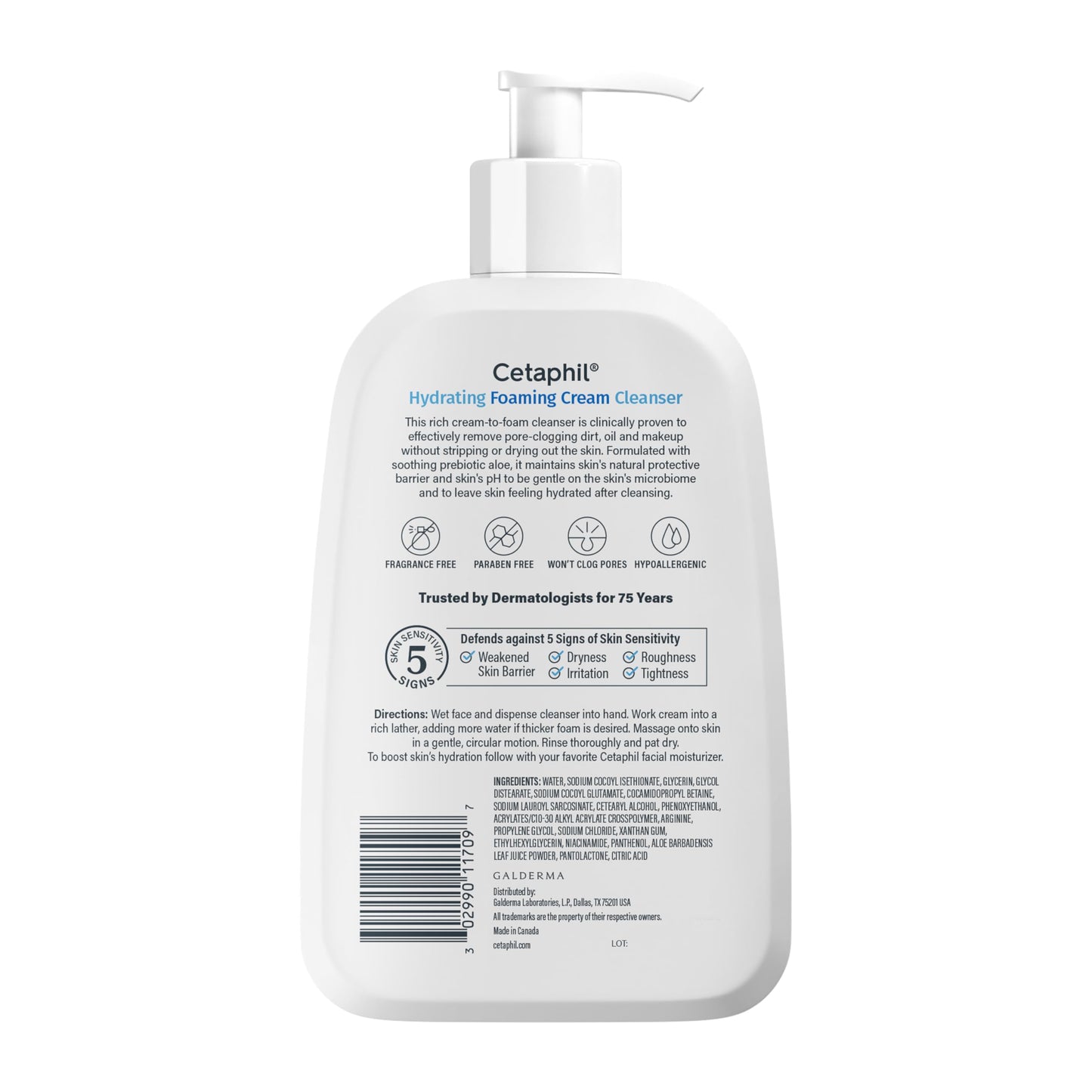 Cetaphil Cream to Foam Face Wash, Hydrating Foaming Cream Cleanser, 16 oz, For Normal to Dry, Sensitive Skin