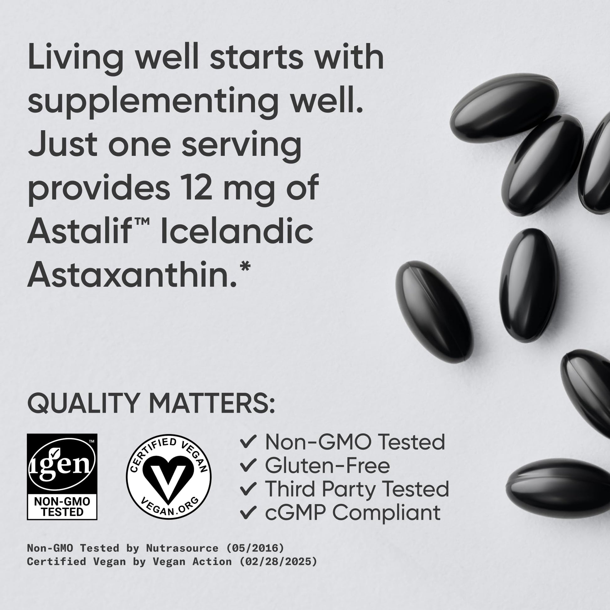 Sports Research Triple Strength Vegan Astaxanthin Supplement from Algae - Plant Based Softgels for Antioxidant Activity, Skin & Eye Health - Non-GMO Verified, Made with Coconut Oil - 12mg, 60 Count Sports Research buy supplements Au