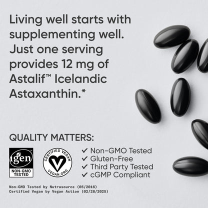 Sports Research Triple Strength Vegan Astaxanthin Supplement from Algae - Plant Based Softgels for Antioxidant Activity, Skin & Eye Health - Non-GMO Verified, Made with Coconut Oil - 12mg, 60 Count Sports Research buy supplements Au