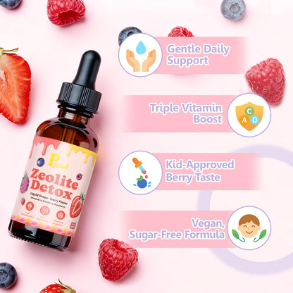 Zeolite Detox Drops for Kids & Kidney Cleanse Drops for Adults - Liquid Supplement Duo with Vitamins C B12 D3, Cranberry, Chanca Piedra, Milk Thistle & Herbal Blend - Mixed Berry & Cranberry Flavor, 6 Pavintrix buy supplements Au