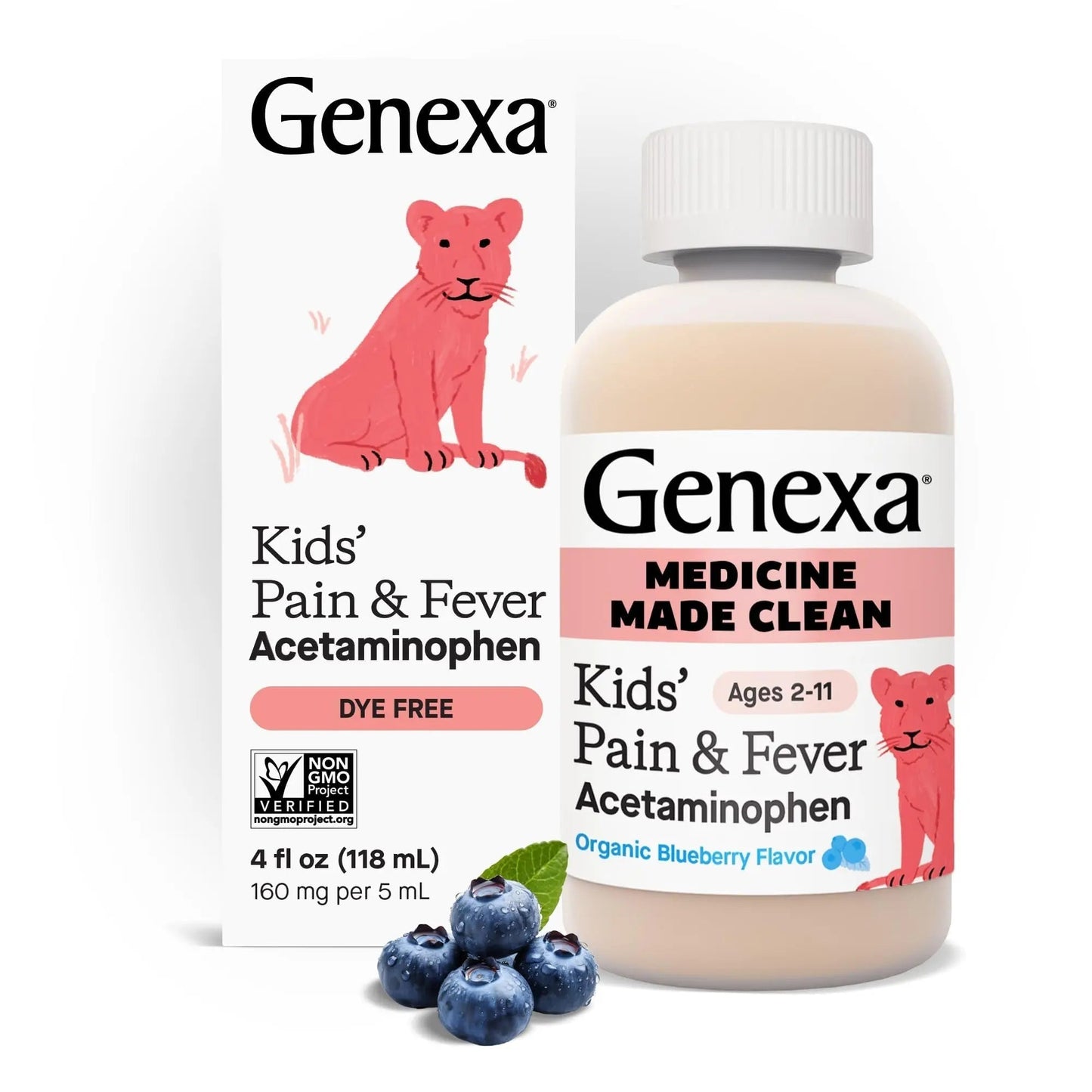 Genexa Children's Clean Acetaminophen | Pediatrician Preferred Ingredients | Pain & Fever Reducer for Kids | Dye Free, 0% Artificial Additives | Ages 2-11, Delicious Organic Blueberry Liquid, 4 fl oz GenexaBuy Supplements Australia