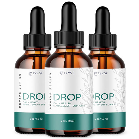 Three bottles of Syvor Drop on a white background