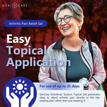 Topical Arthritis Pain Relief Gel Diclofenac Sodium 1% (NSAID) by GeriCare- Hand Wrist Elbow Foot Ankle Knee Extra-Strength Arthritis Pain Reliever- Anti-inflammatory Arthritis Pain Treatment- 3.53oz GeriCareBuy Supplements Australia