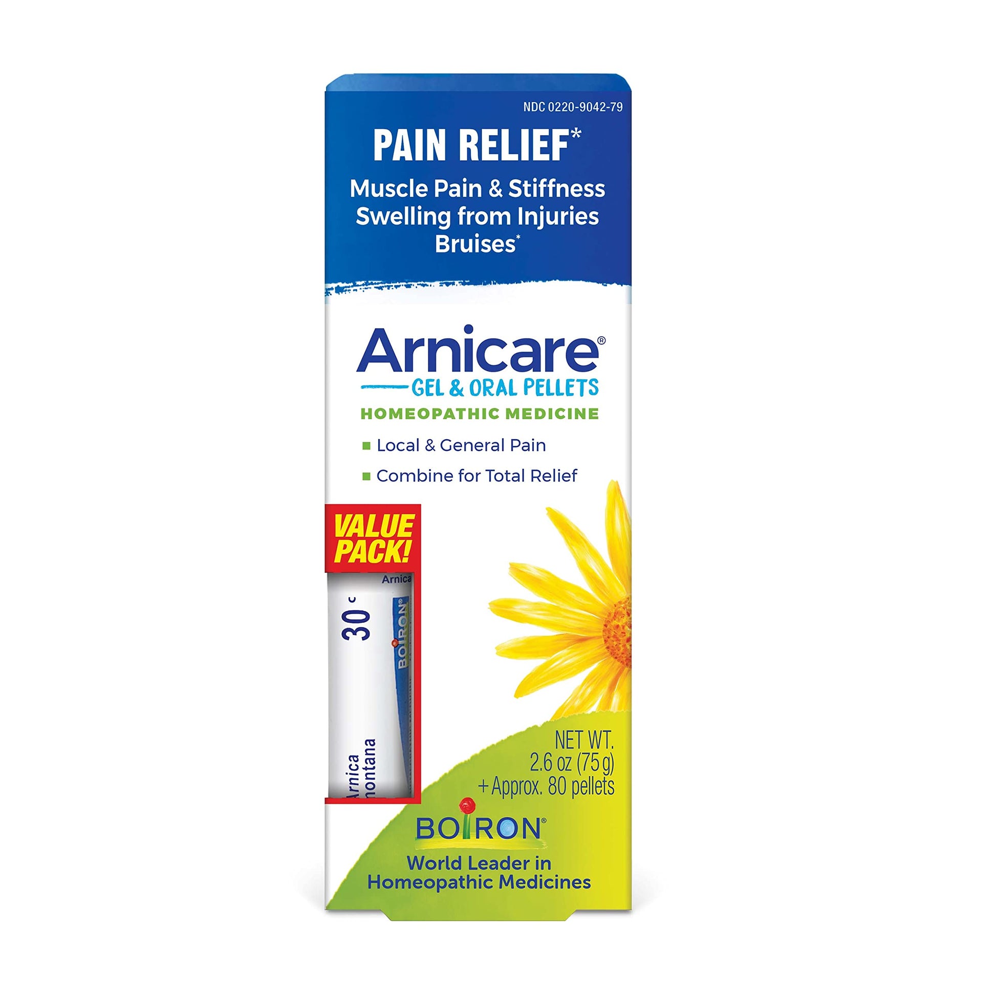 Boiron Arnicare Gel and Arnica 30c Value Pack for Pain Relief, Muscle Soreness, and Swelling from Bruising or Injury - 2.6 oz + 80 Pellet Tube BoironBuy Supplements Australia