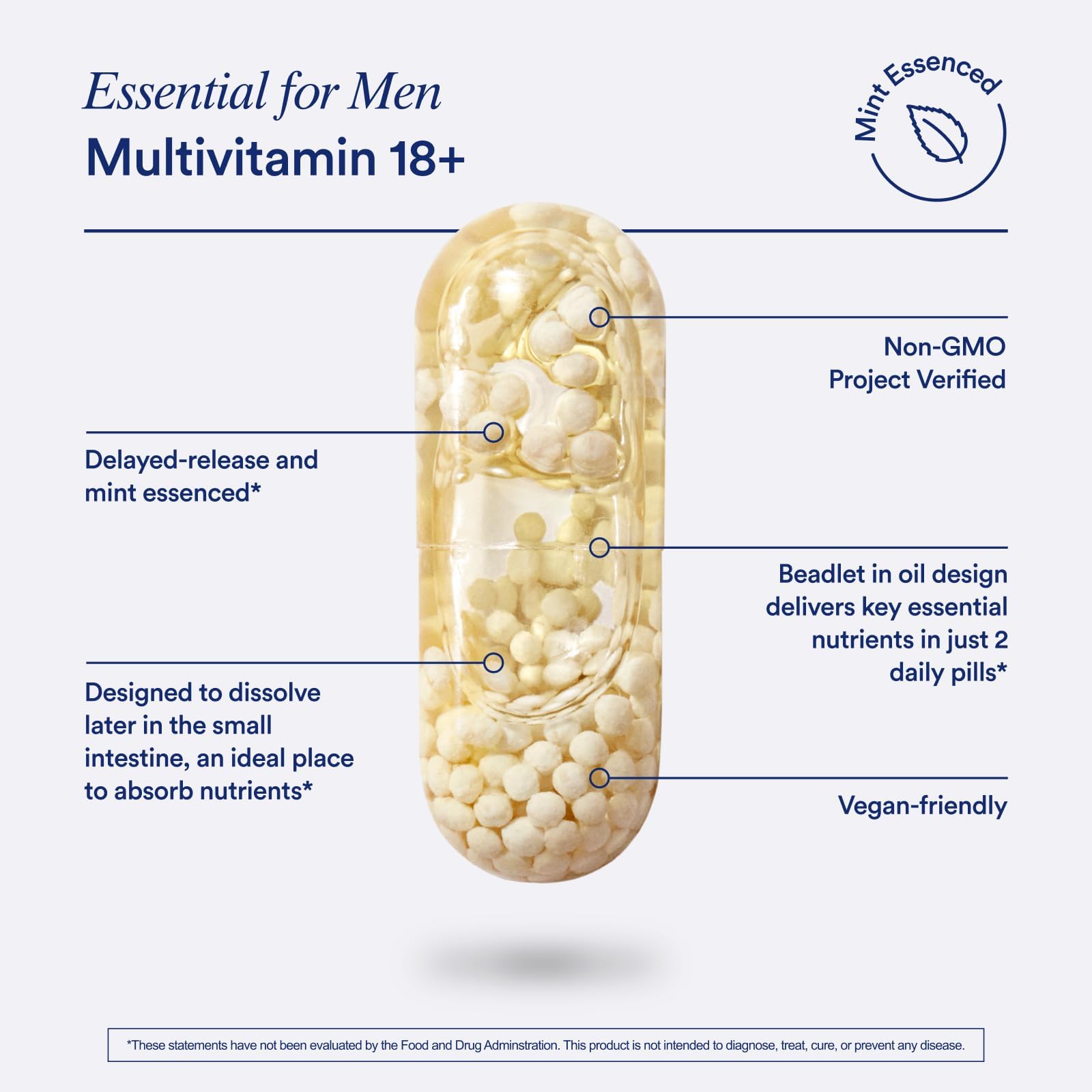 Ritual Men’s 18+ Daily Multivitamin - Key Essential Vitamins and Minerals to Support Energy, Muscle, Heart, Brain Health* - Including Zinc, D3, B12, A, K2 - Vegan - Mint - 60 Capsules - 30 Servings Ritual buy supplements Au