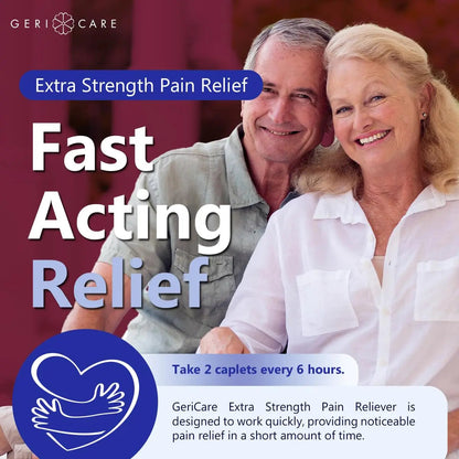 GeriCare Pain Reliever Extra Strength Caplets – 100 Count – Acetaminophen 250mg, Aspirin 250mg (NSAID), Caffeine 65mg – Powerful Triple-Action Formula for Headaches, Migraines & Minor Aches (2 Pack) GeriCareBuy Supplements Australia