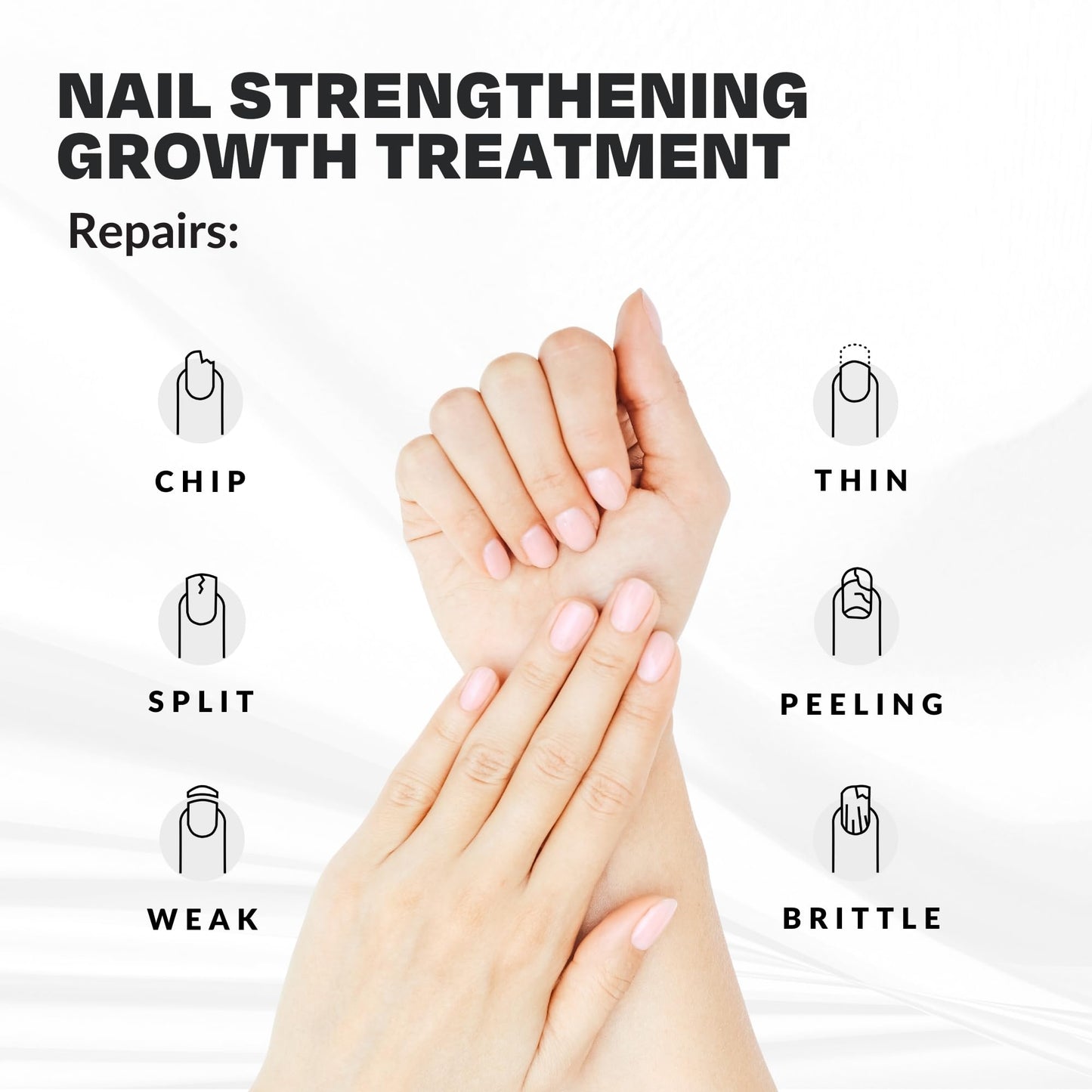 Nail Strengthener Power Boost Growth Formula, Keratin, Biotin, & Vitamin E, 21- Free, Repairs Damaged Nails, Stops Peeling & Chipping, Use as Clear Base Coat