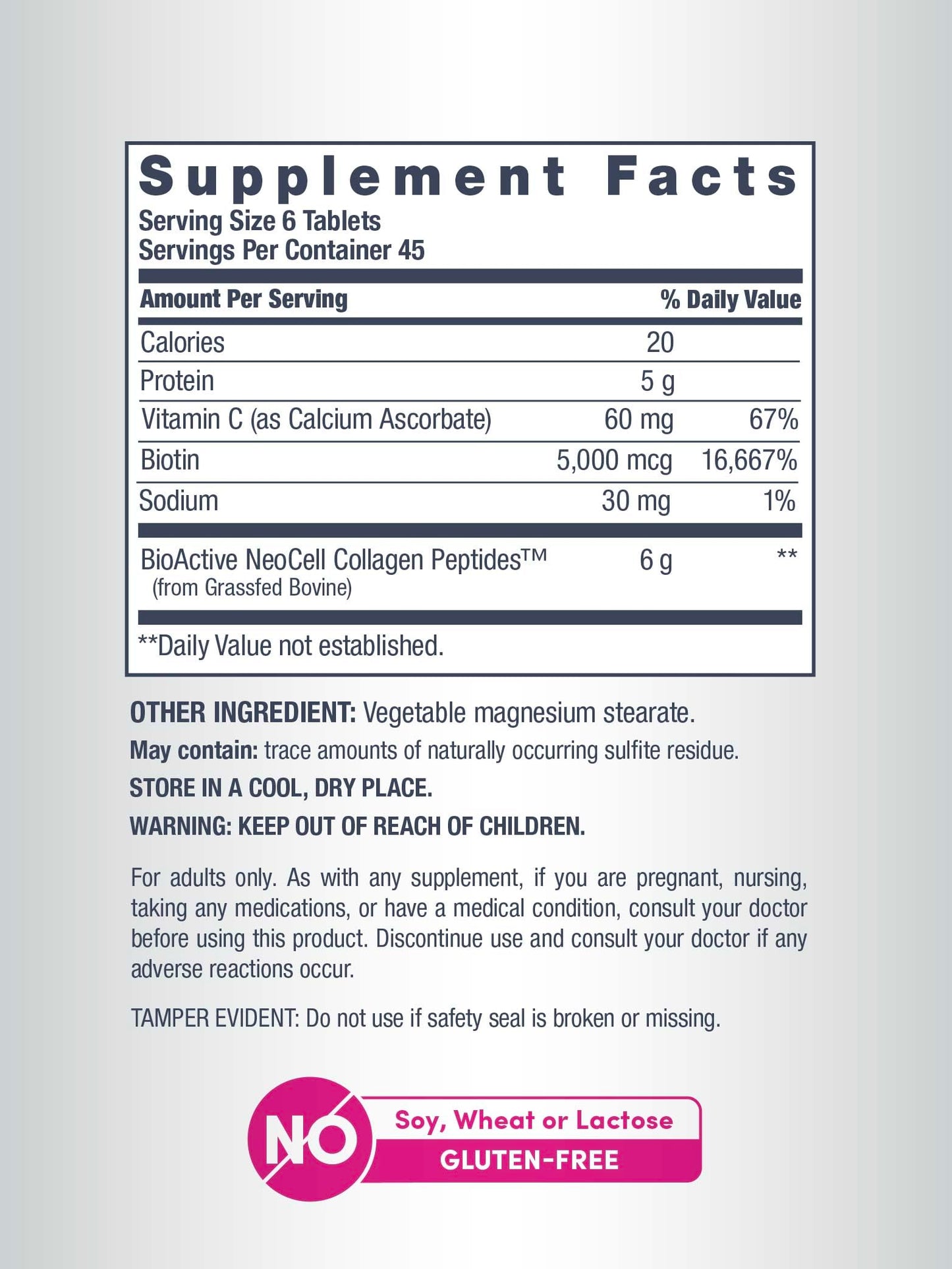 NeoCell Collagen Peptides Pills | 270 Caplets | with Vitamin C and Biotin | Grass Fed Bovine | Hair, Skin, & Nails | for Women and Men