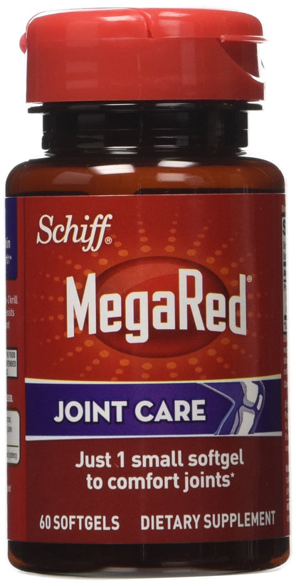 Omega-3 Krill Oil and Joint Supplement - Megared Joint Care 60 softgels - EPA/DHA fatty acids, Antioxidants, Hyaluronic acid, No fishy burp aftertaste as with Fish Oil MegaRedBuy Supplements Australia