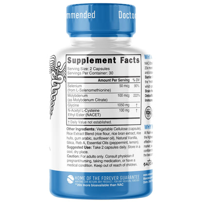Neuro NAC Supplement N-Acetyl Cysteine Ethyl Ester - 20x More Bioavailable Than NAC 600 mg - Boost Glutathione 10x More Than Liposomal Glutathione