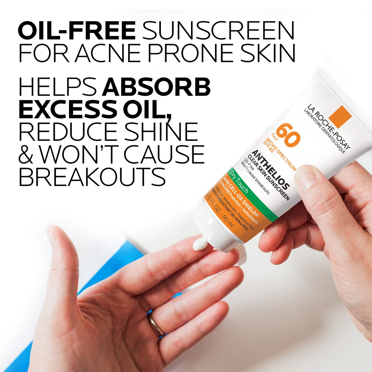 La Roche-Posay Anthelios Clear Skin Sunscreen Dry Touch SPF 60, Oil Free Sunscreen For Face, Oil Absorbing, Broad Spectrum SPF