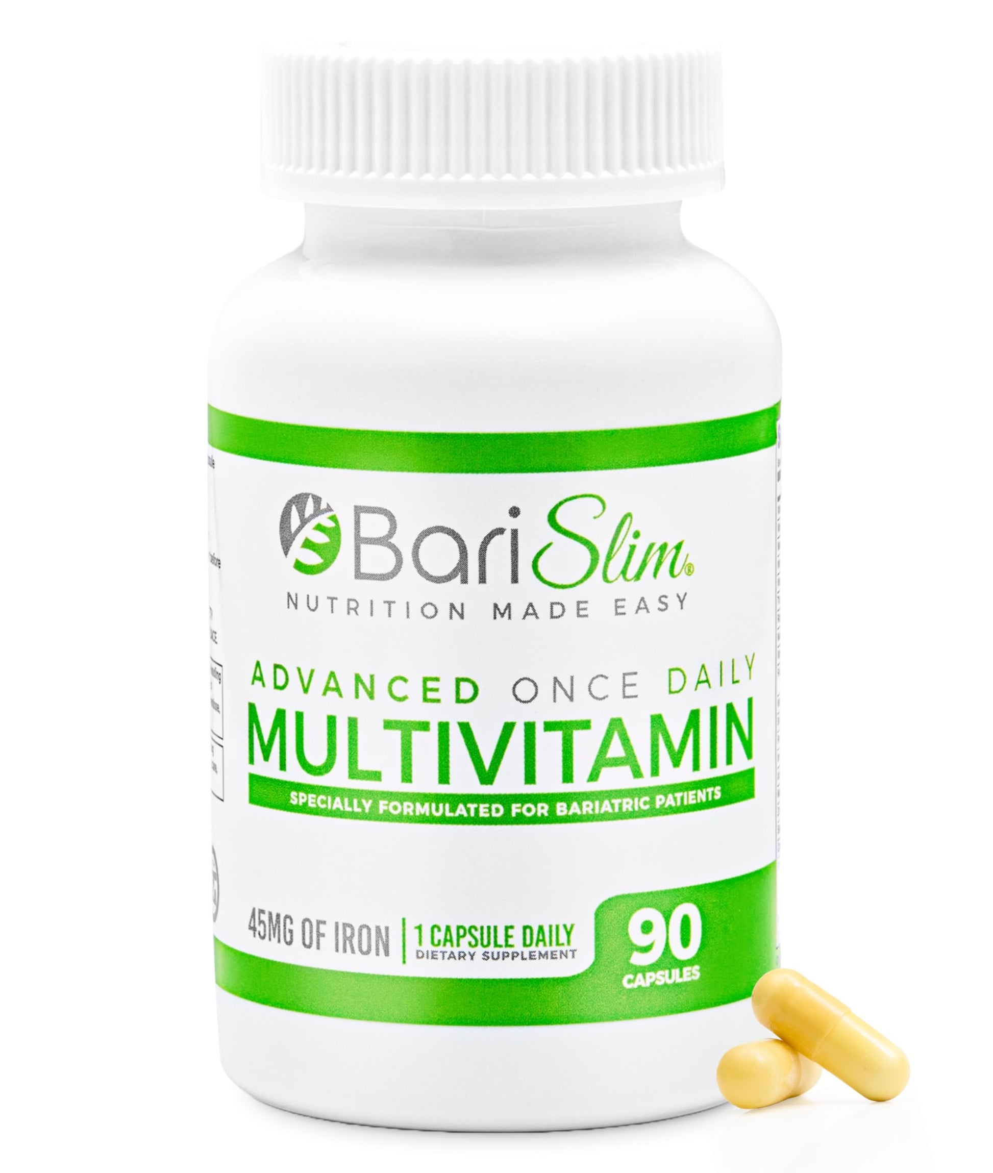 BariSlim Advanced Once Daily Bariatric Multivitamin Capsule - 45 mg of Iron - Bariatric Vitamin for Post Bariatric Surgery Including Gastric Bypass and Gastric Sleeve | 90 Day Supply BariSlim buy supplements Au