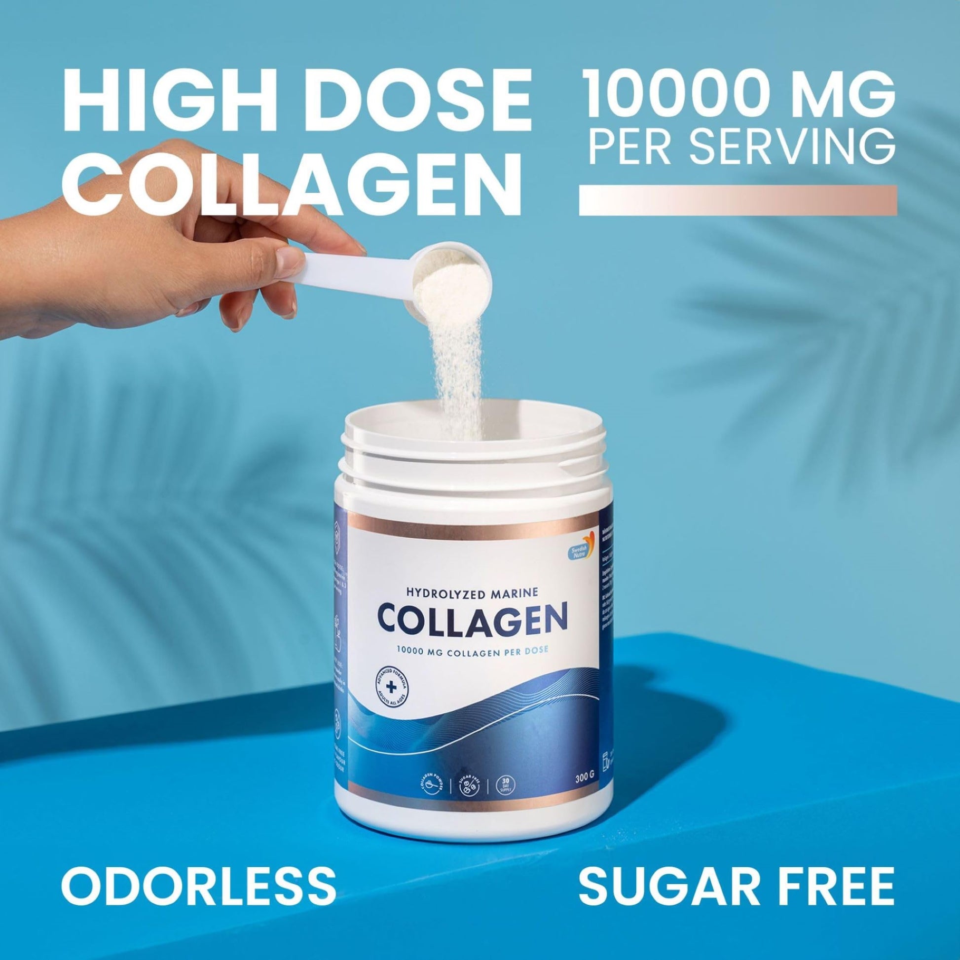 Swedish Nutra 10,000 mg Hydrolysed Marine Collagen Powder Supplement - 30 Day Supply| Type 1 & 3 Collagen, Pure Peptides for Healthy Hair, Skin, Nails, Joints I Unflavored | 100% Natural | Sugar-Free Swedish Nutra buy supplements Au