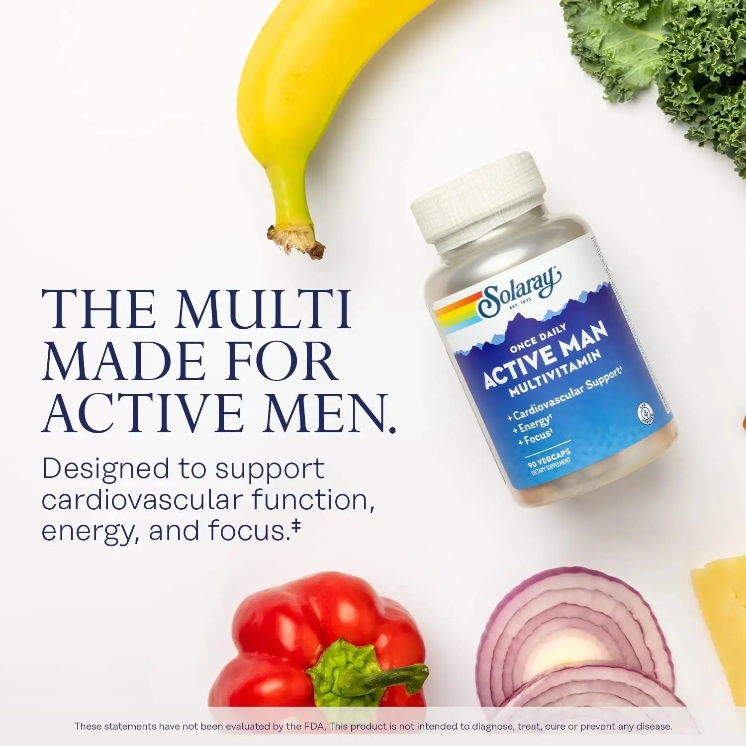 SOLARAY Once Daily Active Man Multivitamin - Cellular Energy and Immune Support Supplement w/Vitamin D, Vitamin C, B12, B6, Zinc, Lutein SOLARAY