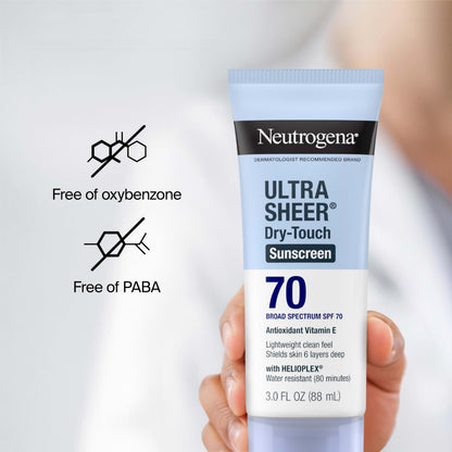 Neutrogena Ultra Sheer Dry-Touch Sunscreen Lotion SPF 70, Broad Spectrum, Water Resistant 80 Min