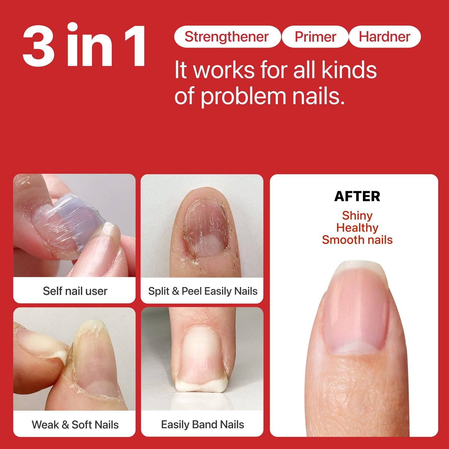 UUUUU. Magical Nail Solution | All-in-One Nail Care – Strengthener & Hardener & Primer with Biotin & Collagen – Quick-Drying & Odorless