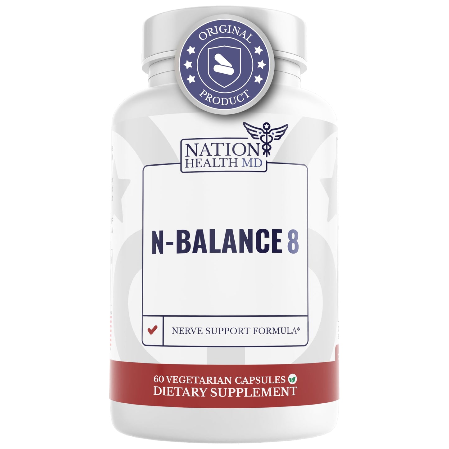 NATION HEALTH MD N-Balance 8 - Nerve Support Formula - Nerve Support Supplement with Alpha Lipoic Acid, Benfotiamine and ALA - Nerve Health Supplements for Men & Women, 120 Capsules NATION HEALTH MDBuy Supplements Australia