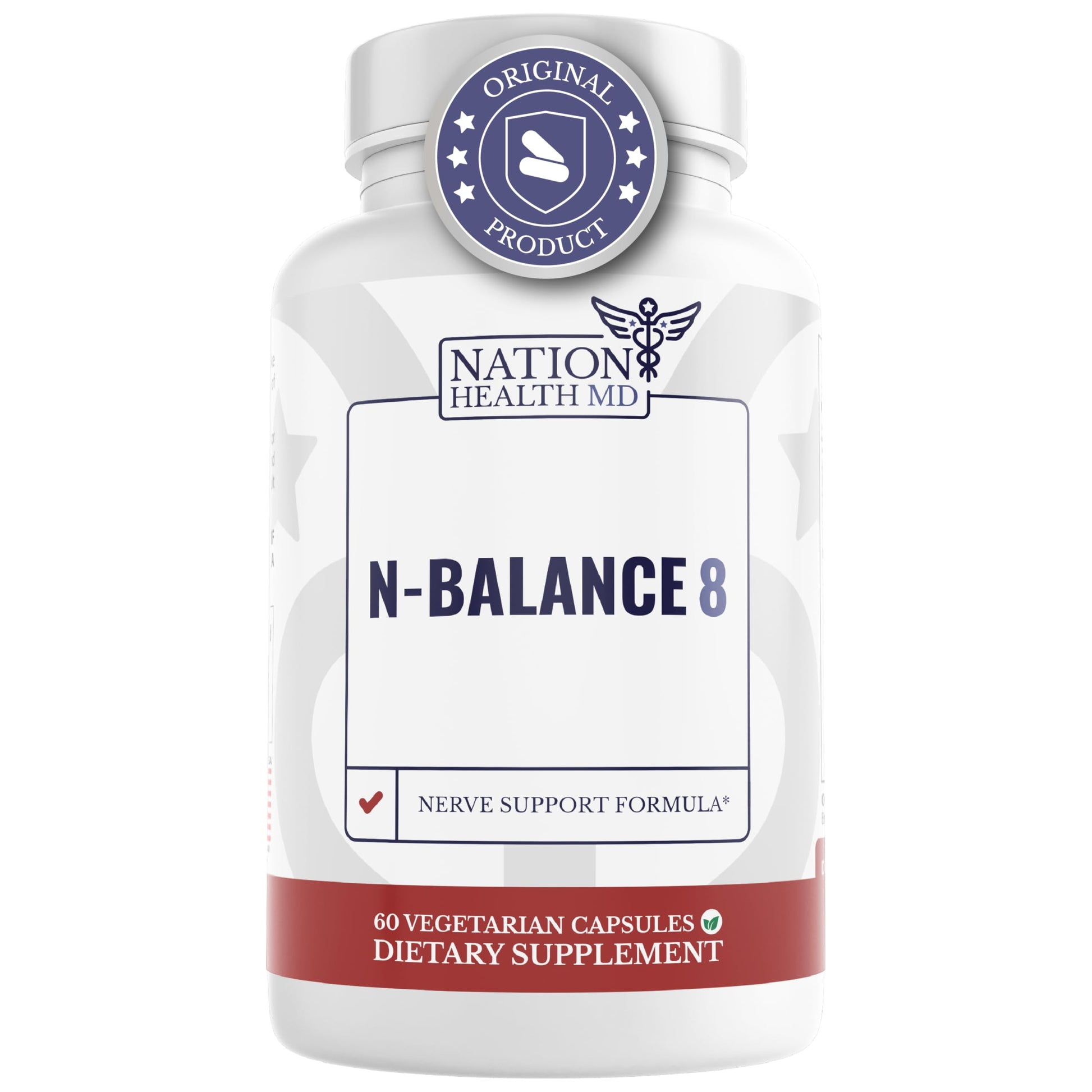 NATION HEALTH MD N-Balance 8 - Nerve Support Formula - Nerve Support Supplement with Alpha Lipoic Acid, Benfotiamine and ALA - Nerve Health Supplements for Men & Women, 120 Capsules NATION HEALTH MDBuy Supplements Australia