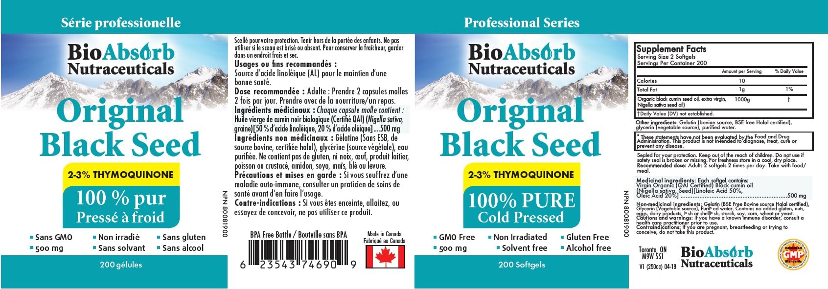Bio Absorb Black Seed Oil Cold Pressed Capsules. 200 softgels, 500mg (50-Day Supply). No Aftertaste. Bio Absorb Nutraceuticals buy supplements Au