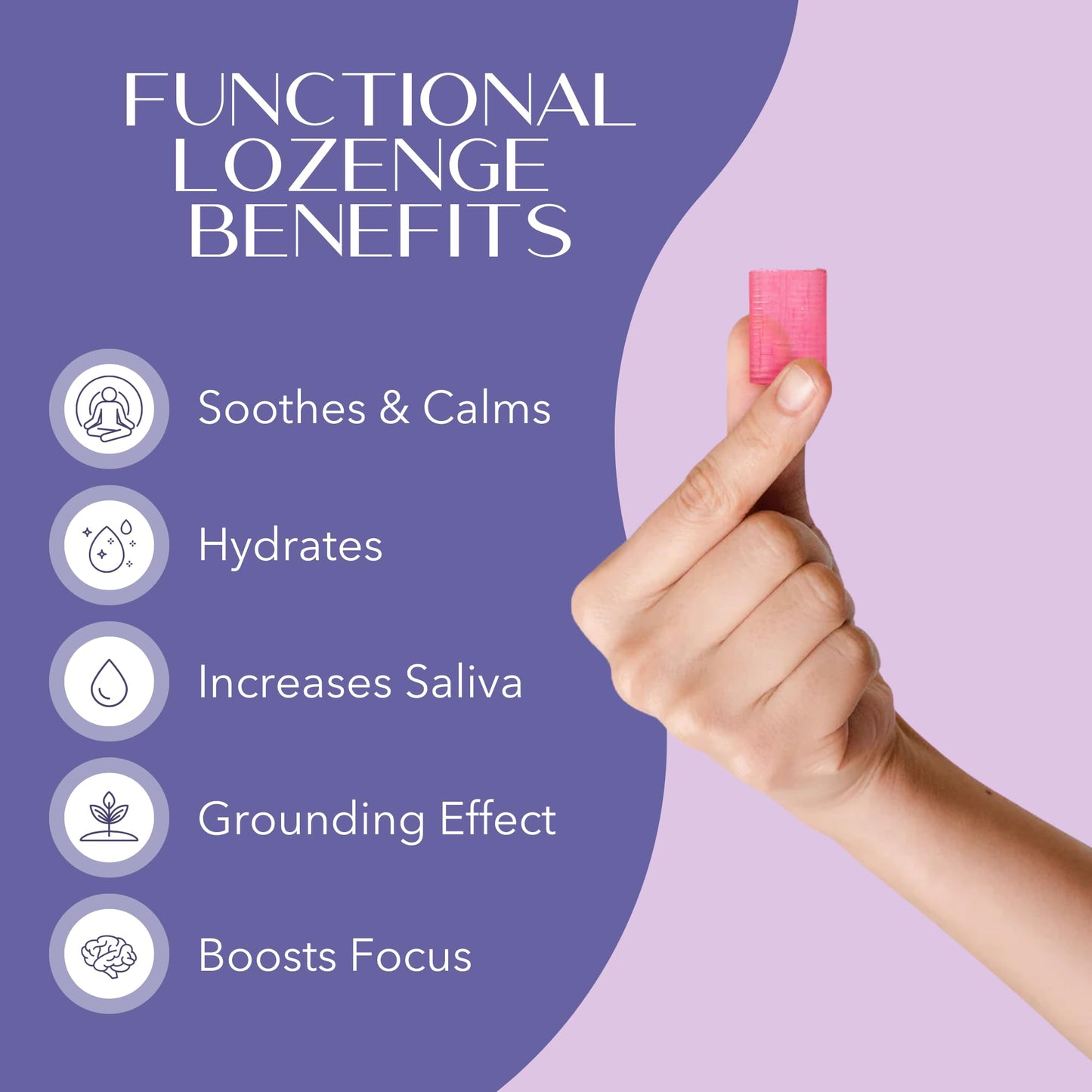 Laki Naturals Lavender Chamomile Calm Mood Functional Herbal Lozenges (14ct) Throat & Calming Hard Candies with Magnesium, Ashwagandha, California Poppy & Valerian. Vegan, Sugar Free, Gluten Free