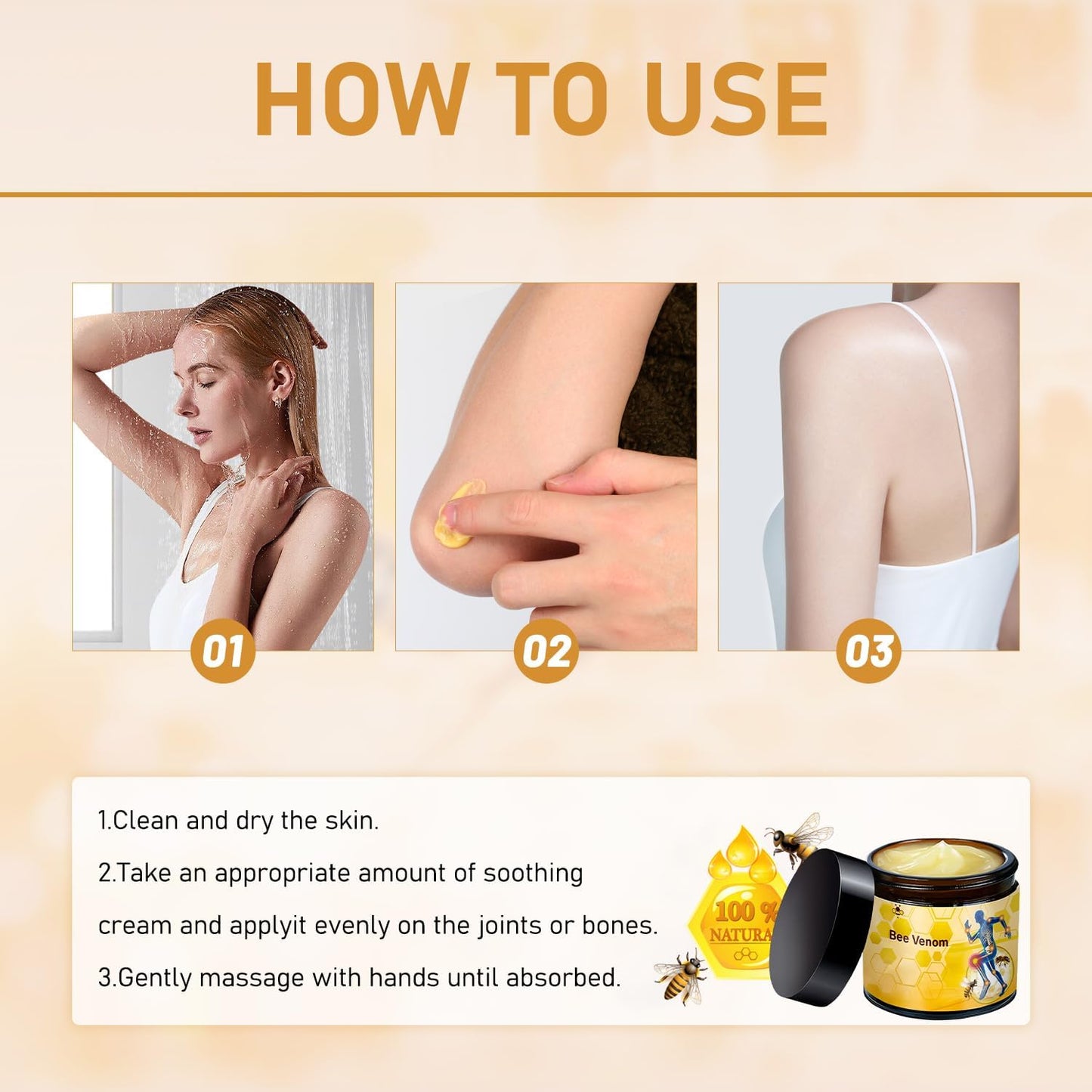 2 Pcs Bee Venom Cream, Professional Bee Venom Cream, Natural Joint Gel, for Neck,Waist,Back Hand Feet and Leg LinTsingBuy Supplements Australia