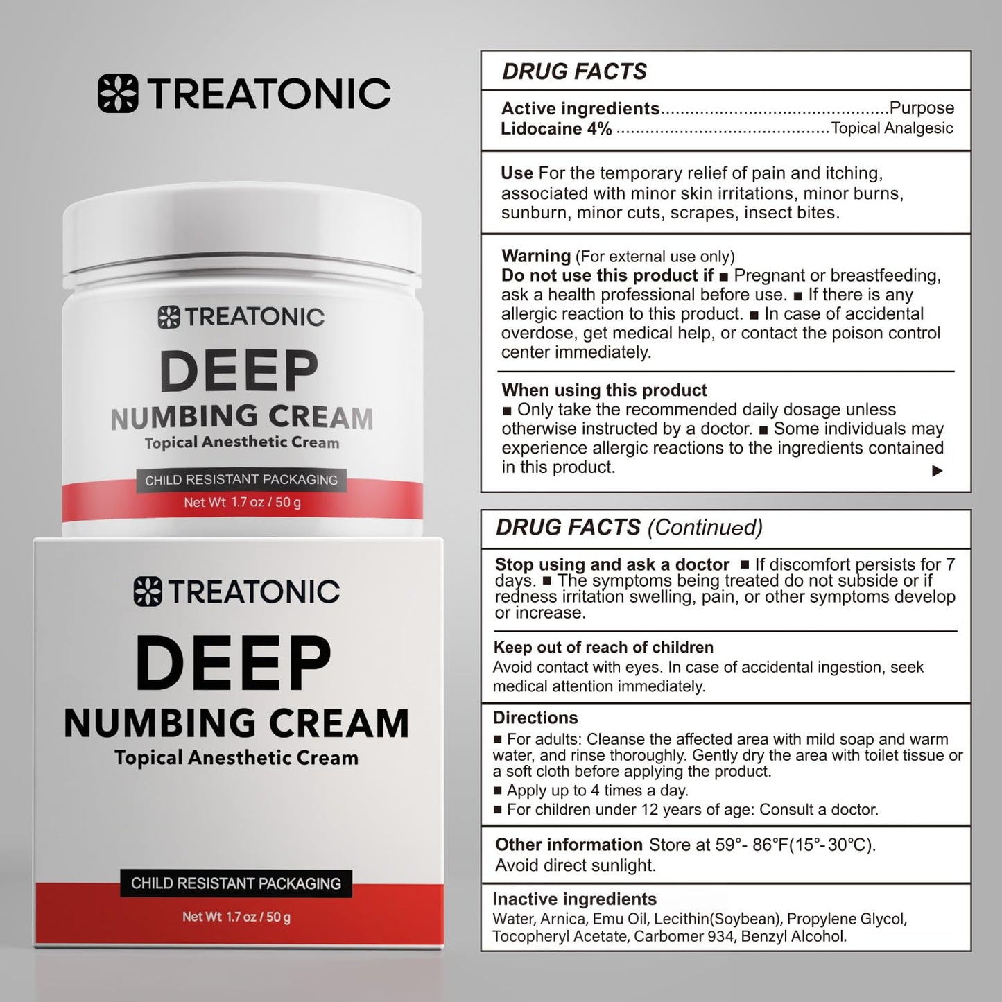 Treatonic Maximum Strength Numbing Cream: Numbing Cream for Discomfort, Burn, Itch & Pain Relief - Fast-Acting, Soothing Topical Anesthetic with Menthol & Emu Oil for Hemorrhoid Treatment – 1.7oz TreatonicBuy Supplements Australia