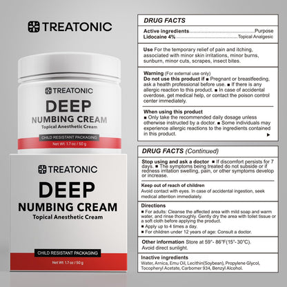 Treatonic Maximum Strength Numbing Cream: Numbing Cream for Discomfort, Burn, Itch & Pain Relief - Fast-Acting, Soothing Topical Anesthetic with Menthol & Emu Oil for Hemorrhoid Treatment – 1.7oz TreatonicBuy Supplements Australia