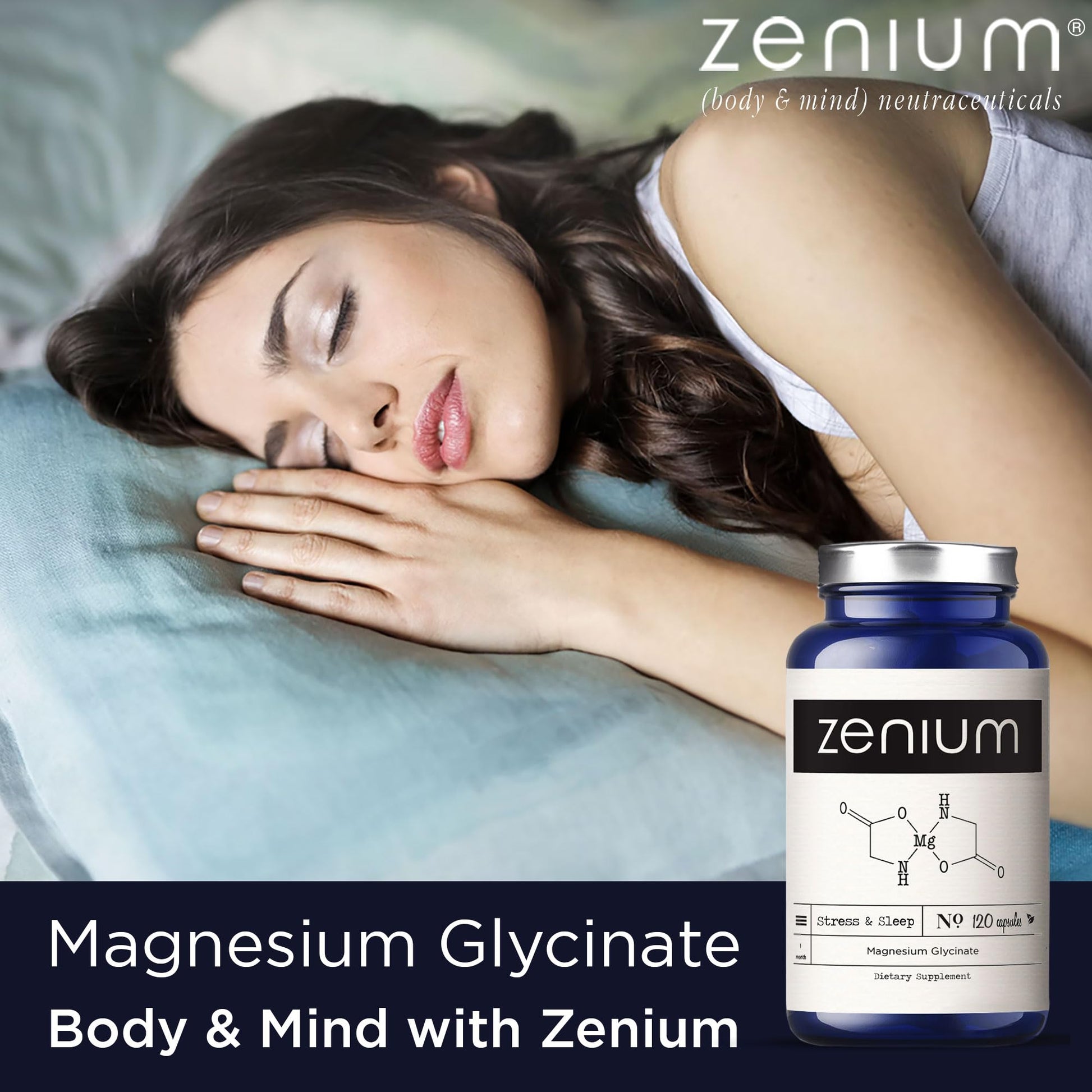 Zenium - Magnesium Glycinate for Sleep, Chelated, 600mg per Serving, 120 Capsules | High Absorption | Relieve Tension, Worry, Nervousness | Calm The Mind & Body | Ayurvedic | Natural Relief Supplement Zenium buy supplements Au
