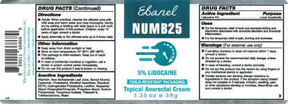 Ebanel 5% Lidocaine Numbing Cream, Pain Relief Burn Itch Numb Cream, Maximum Strength Numb25 Topical Anesthetic with Allantoin, Vitamin E for Local and Anorectal Uses, Hemorrhoid Treatment, 1.35 Oz Aus HealthcareBuy Supplements Australia