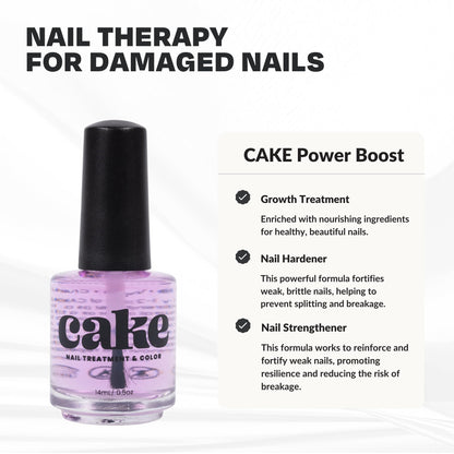 Nail Strengthener Power Boost Growth Formula, Keratin, Biotin, & Vitamin E, 21- Free, Repairs Damaged Nails, Stops Peeling & Chipping, Use as Clear Base Coat