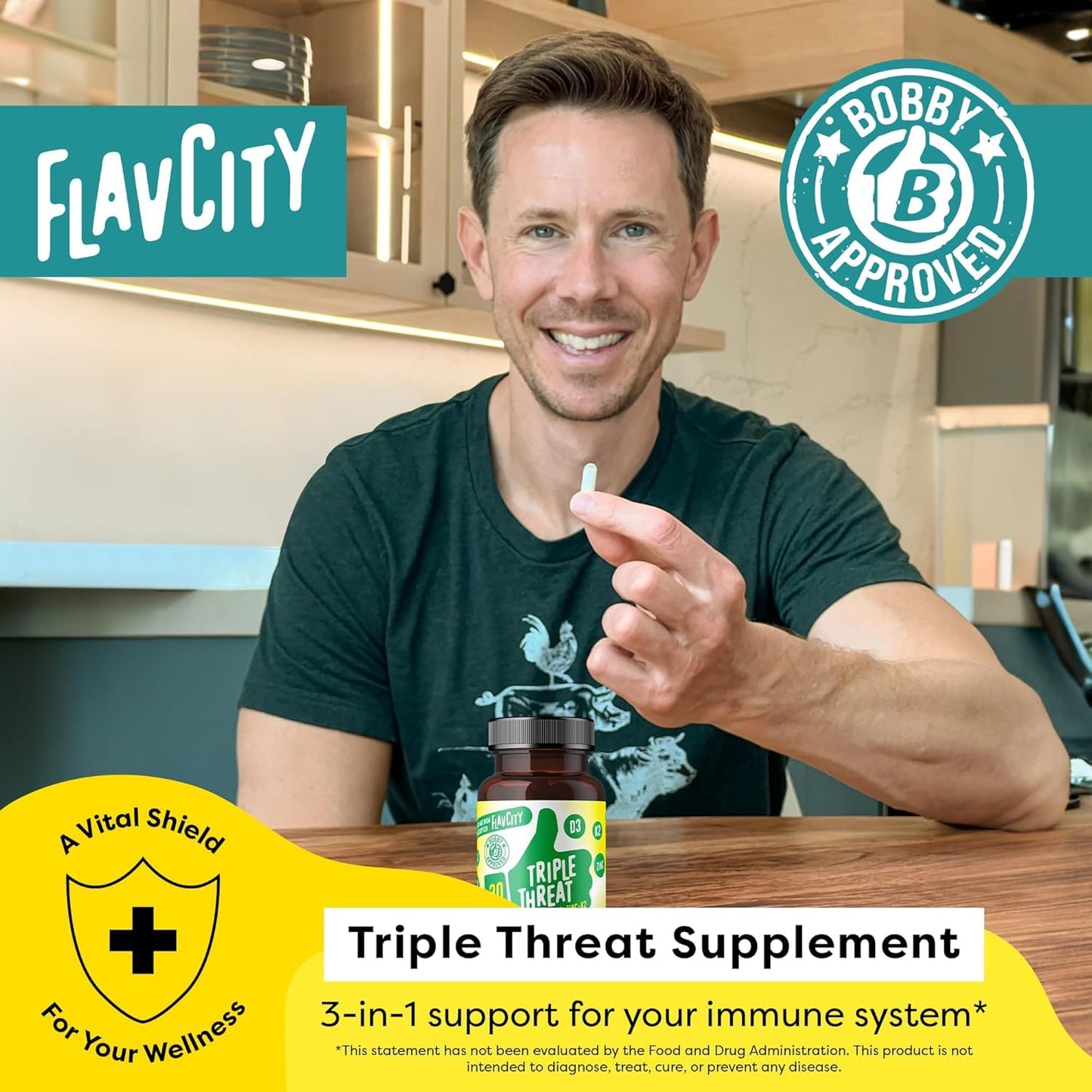 FlavCity Vitamin D3, K2 & Zinc - Triple Threat Supplement - Daily or Seasonal Immune Support - Vitamin D with K2 for Enhanced Absorption -