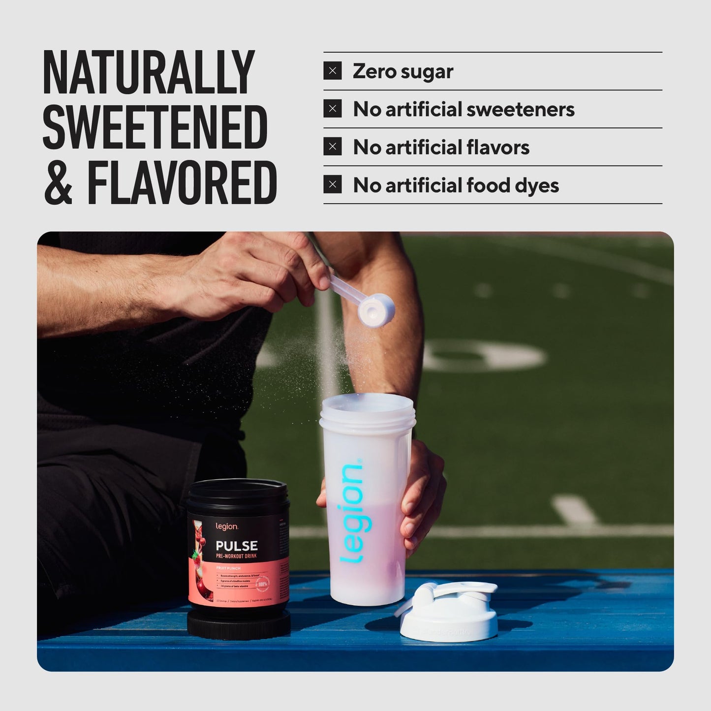 LEGION Pulse Pre Workout Supplement - All Natural Nitric Oxide Preworkout Drink to Boost Energy, Creatine Free, Naturally Sweetened, Beta Alanine, Citrulline, Alpha GPC (Fruit Punch) LEGION buy supplements Au