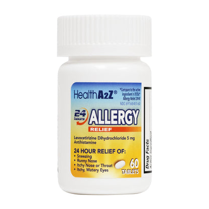HealthA2Z® Allergy Relief, Levocetirizine Dihydrochloride 5mg, Dye Free Antihistamine, 24 Hours Relief from Sneezing, Runny Nose, Itchy Nose and Eyes (60 Counts) HealthA2Z buy supplements Au
