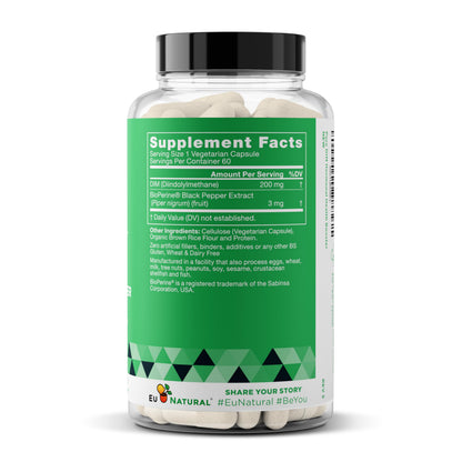 DIM Supplement Pure 200 Mg for Women or Men - Estrogen Hormone Balance Supplement for Energy, Fatigue, Stress, Menopause, Hot Flashes - Enhanced Bioavailability BioPerine - 60 Vegan Soft Capsules Eu Natural buy supplements Au