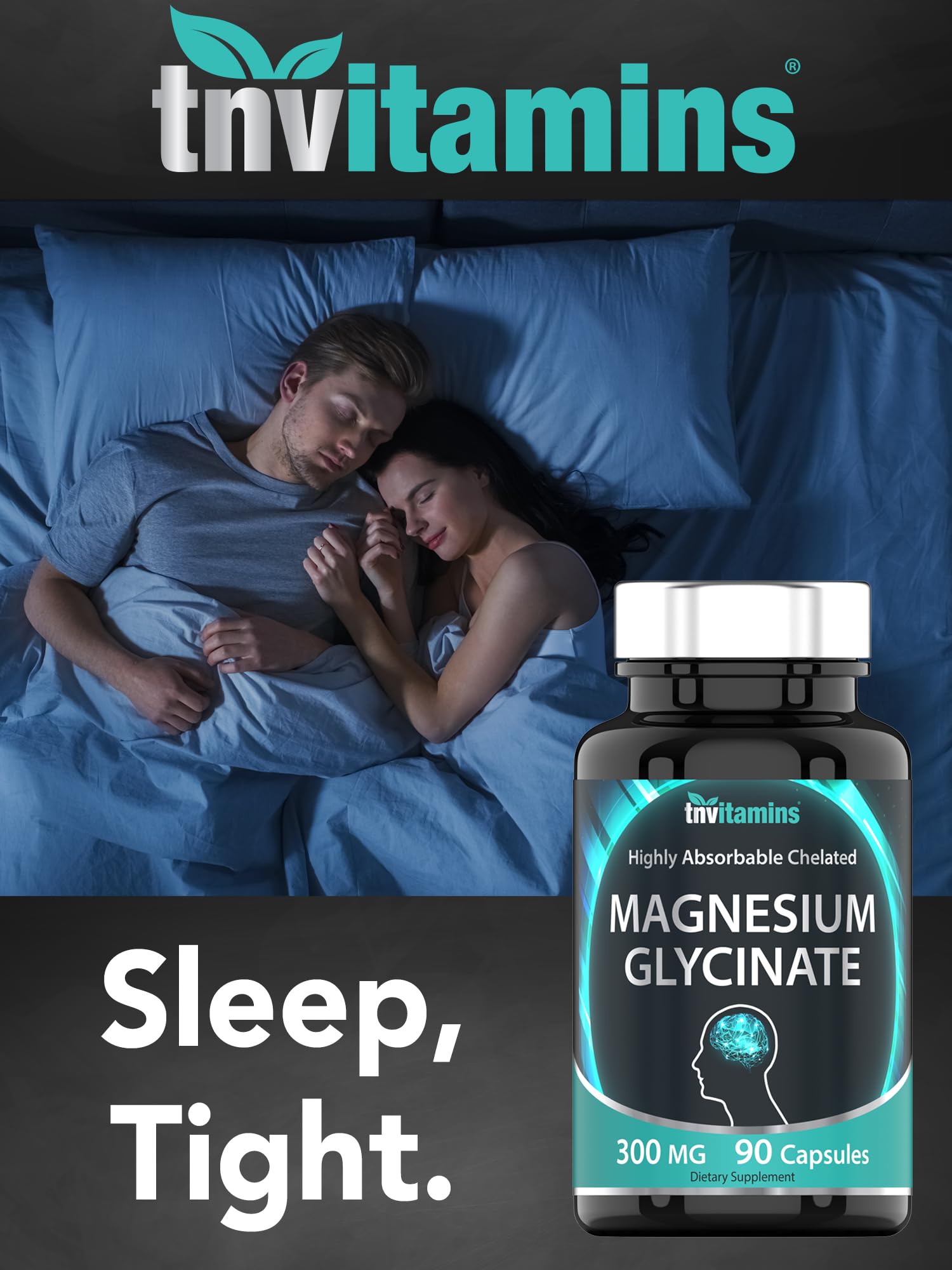 tnvitamins Magnesium Glycinate 300mg, 90 Capsules | High Absorption Chelated Magnesium for Sleep, Calm & Muscle Support* | Non-GMO, Gentle, Non-Laxative | TNVitamins tnvitaminsBuy Supplements Australia