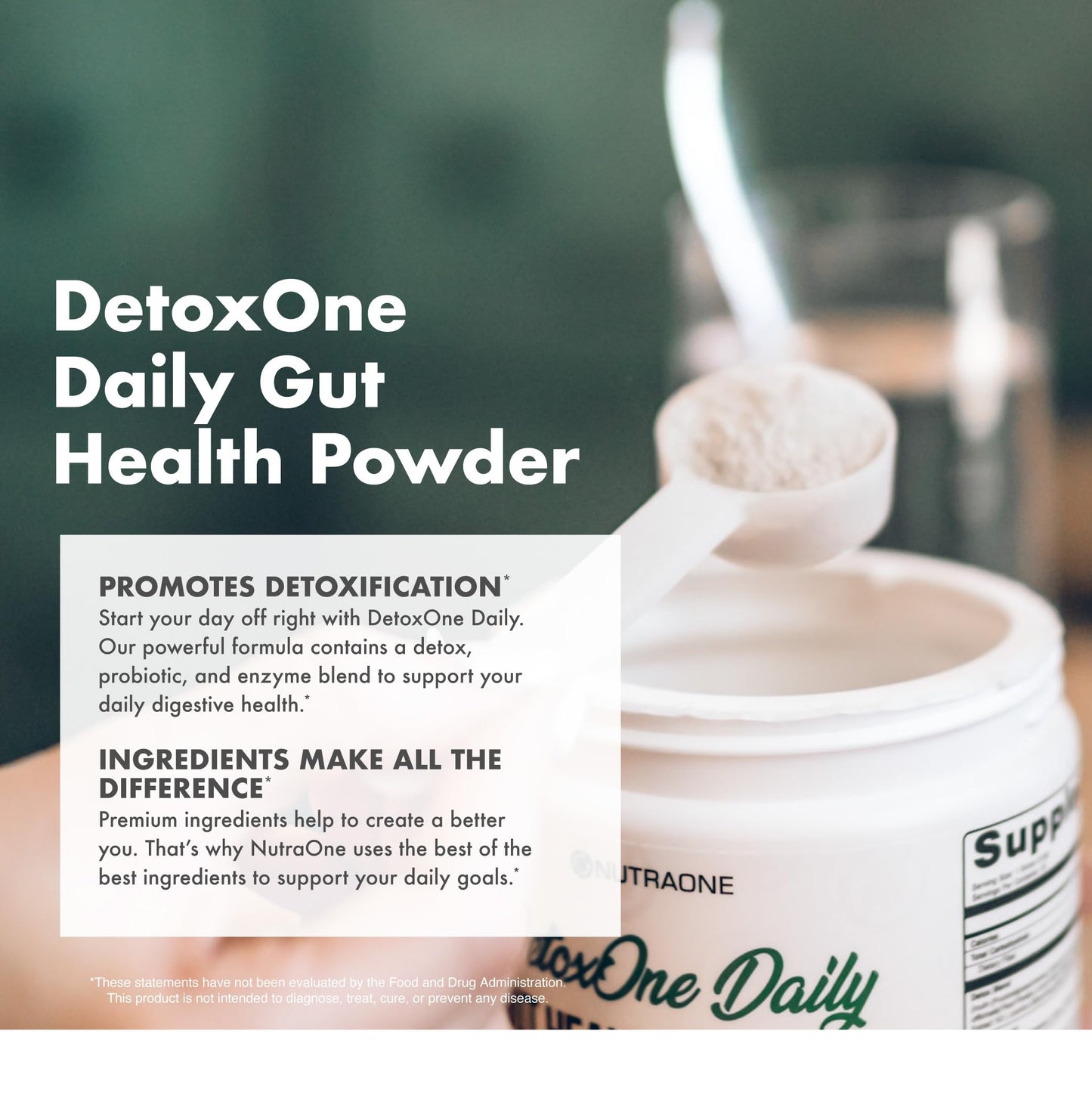 DetoxOne Daily Gut Health Powder* |  Supports Normal/Healthy Digestive Function*| Promotes Detoxification*| Boost Energy & Improves Nutrient Absorption*