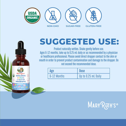MaryRuth Organics USDA Organic Infant Liquid Probiotic Drops | Baby Essentials | Probiotics for Infants | Baby Probiotic Drops