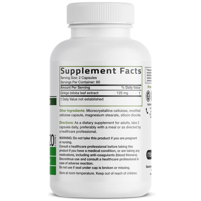 Bronson Ginkgo Biloba Extra Strength Supports Brain Function & Memory Support, 120 Vegetarian Capsules