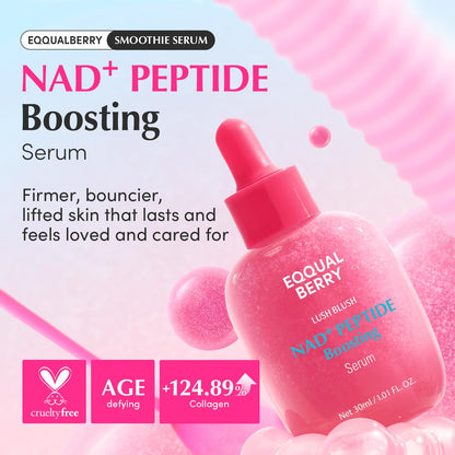 EQQUALBERRY NAD+ Peptide Boosting Serum – Niacinamide 2% + 14 Peptides + Vegan Collagen Anti-Aging Korean Skincare Face