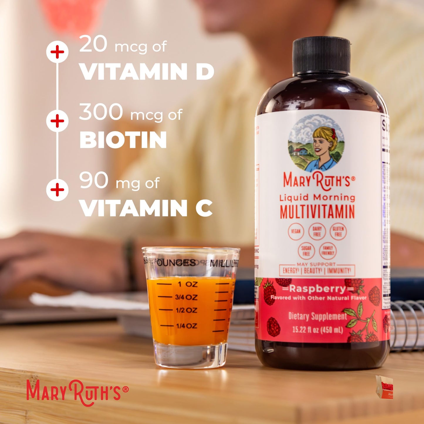 MARYRUTH'S Multivitamin for Women, Men & Kids | Liquid Morning Multivitamin | Vitamin A C D E B6 B12 Biotin Zinc
