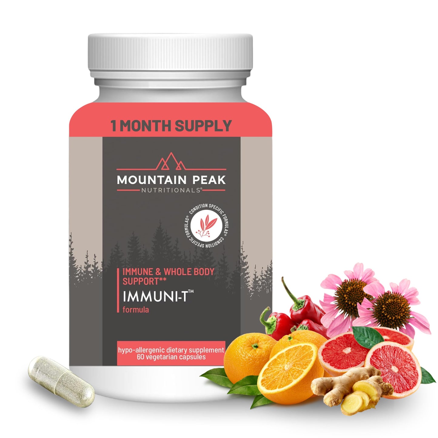 Mountain Peak Nutritionals Immuni-T Advanced Immune Support Supplement - 4-in-1 Formula with Vitamin C, A, Zinc, & Mushroom Blend - Daily Wellness & Seasonal Defense (60 Vegetarian Capsules) Mountain Peak NutritionalsBuy Supplements Australia